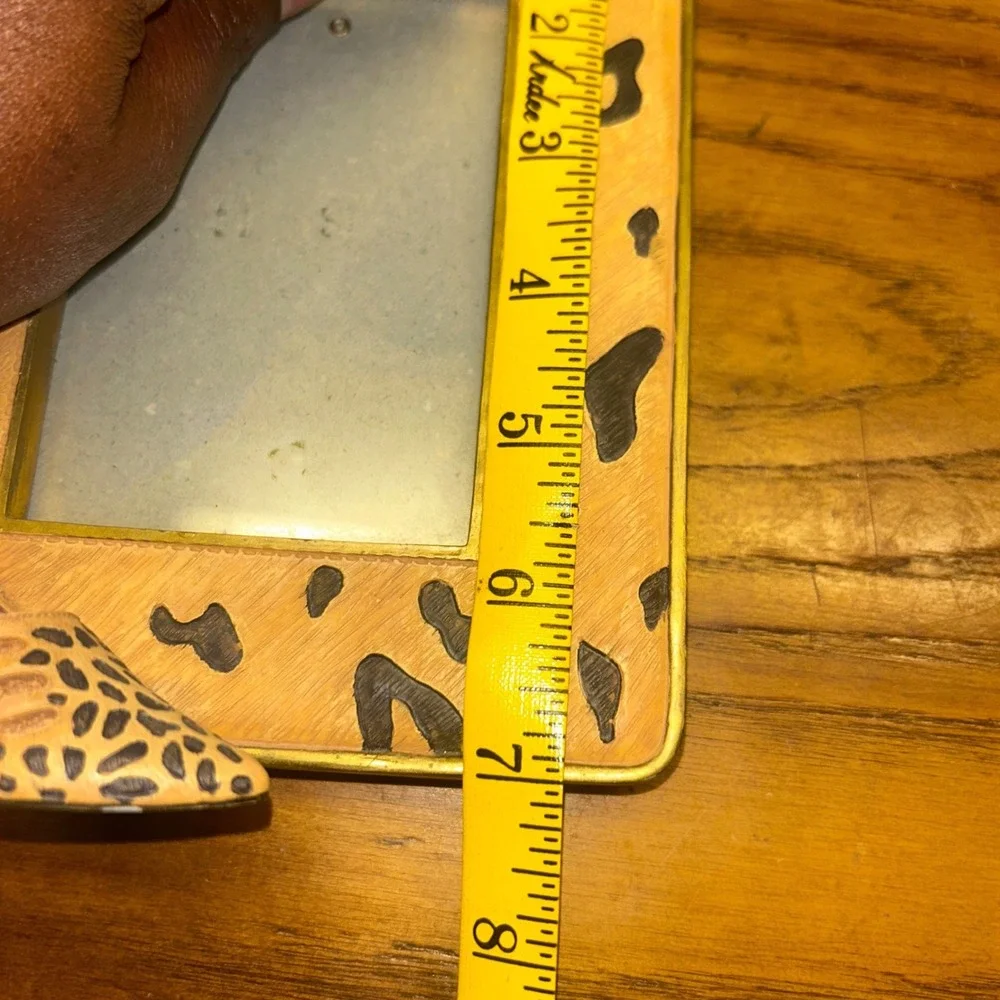 Custom Sarna Jungle Beat Picture Frame 3x5 Leopard Print Hand Painted Vintage